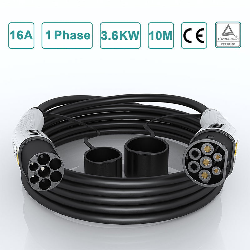 MAXGREEN Cable de carga EV&PHEV tipo 2 a tipo 2 | 16A | 3.6KW |