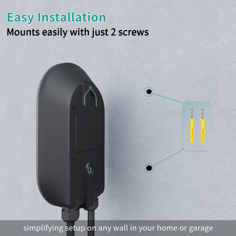 Home Level 2 EV Charger,40A&48A, 240V, Smart Wi-Fi and Bluetooth EVSE, Extra 2 RFID Card, Indoor/Outdoor for All EVs, Hardwired